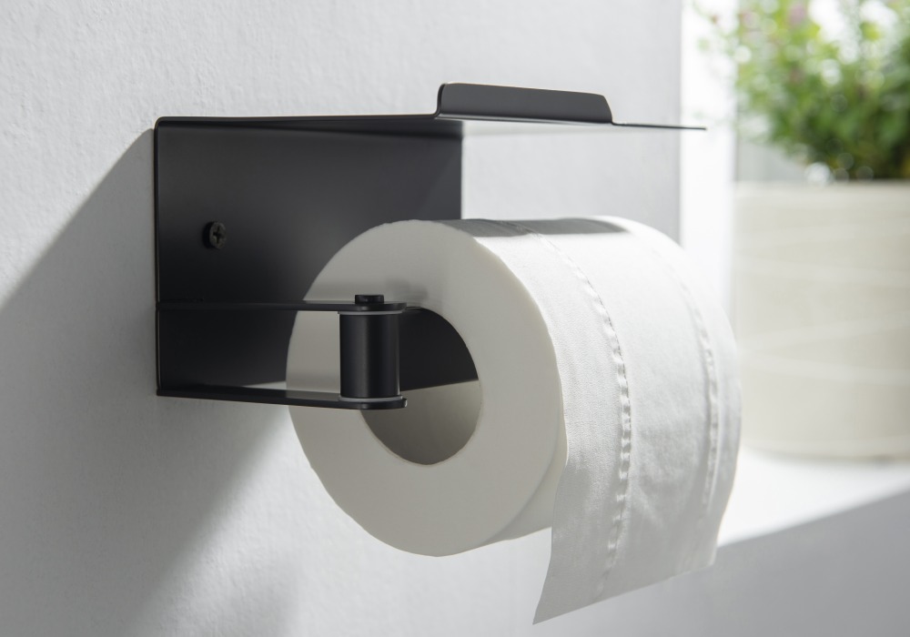 Бумагодержатель с полкой Aquanet Libra AQ4929MB матовый черный AQ4929MB