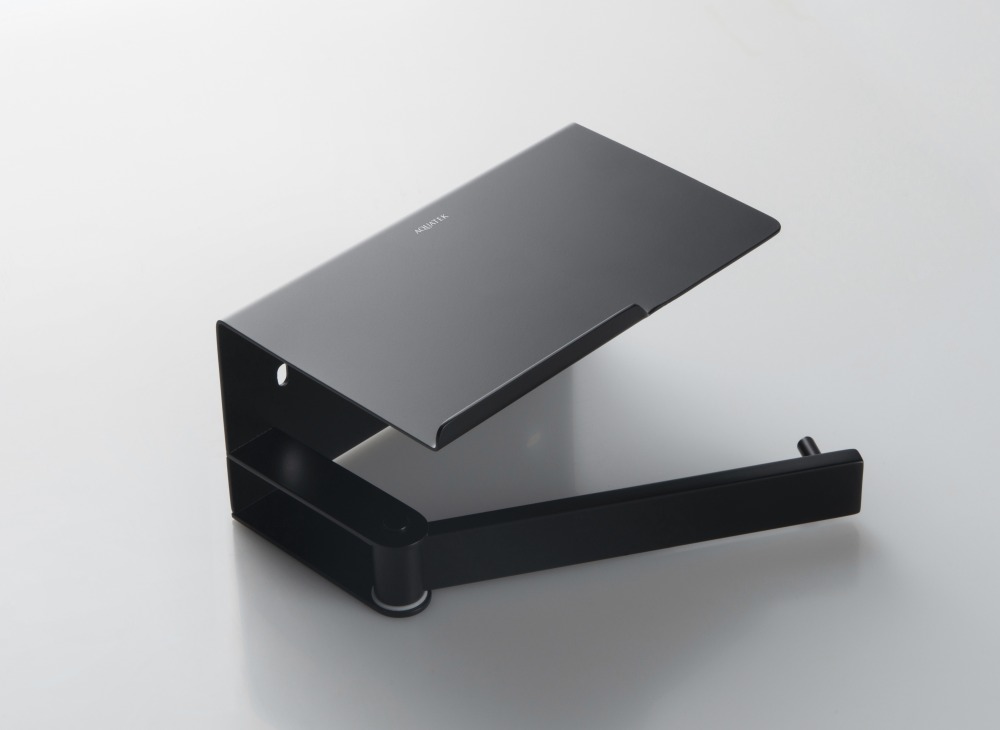 Бумагодержатель с полкой Aquanet Libra AQ4929MB матовый черный AQ4929MB