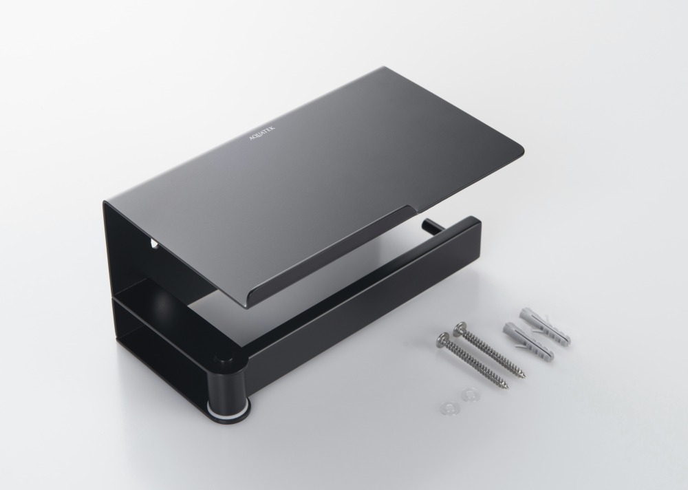 Бумагодержатель с полкой Aquanet Libra AQ4929MB матовый черный AQ4929MB