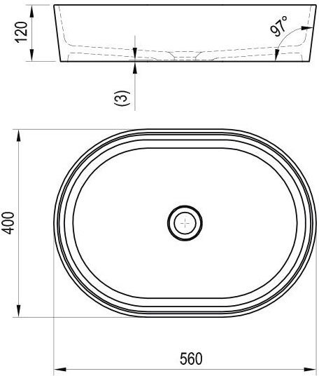 Умывальник RAVAK Moon 2 560x400 мм белый без перелива XJN01300002