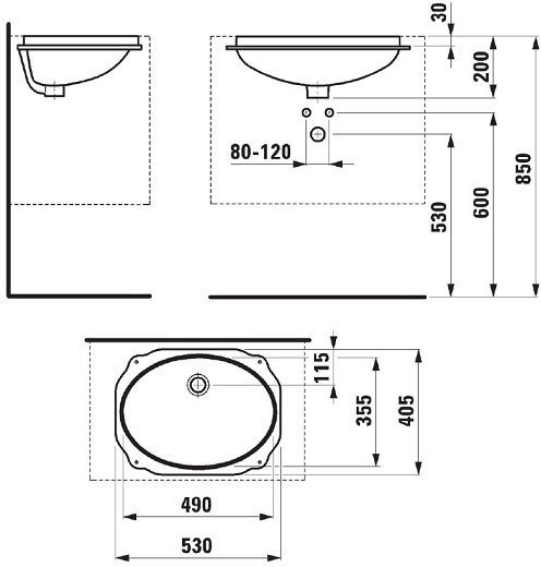 Раковина встраиваемая снизу Laufen Birova 55x43 см 8.1119.1.000.000.1