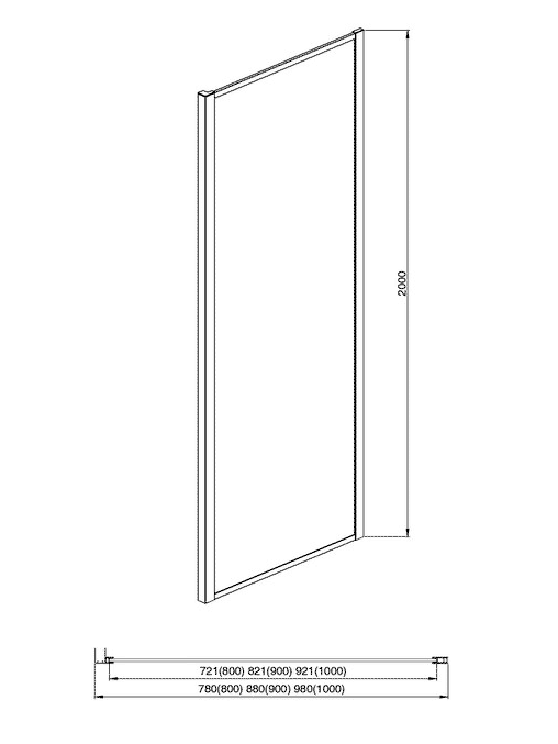 Душевая стенка Aquanet Aria неподвижная 900x2000 мм оружейная сталь прозрачное стекло AQ ARI WA 09020GM