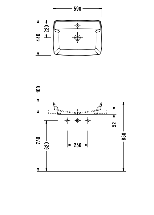 Раковина накладная Serel Rita RT30TXS110H 44х59 см RT30TXS110H