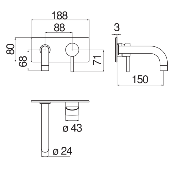 Смеситель для раковины Nobili LIVE внешняя часть хром LV00198CR