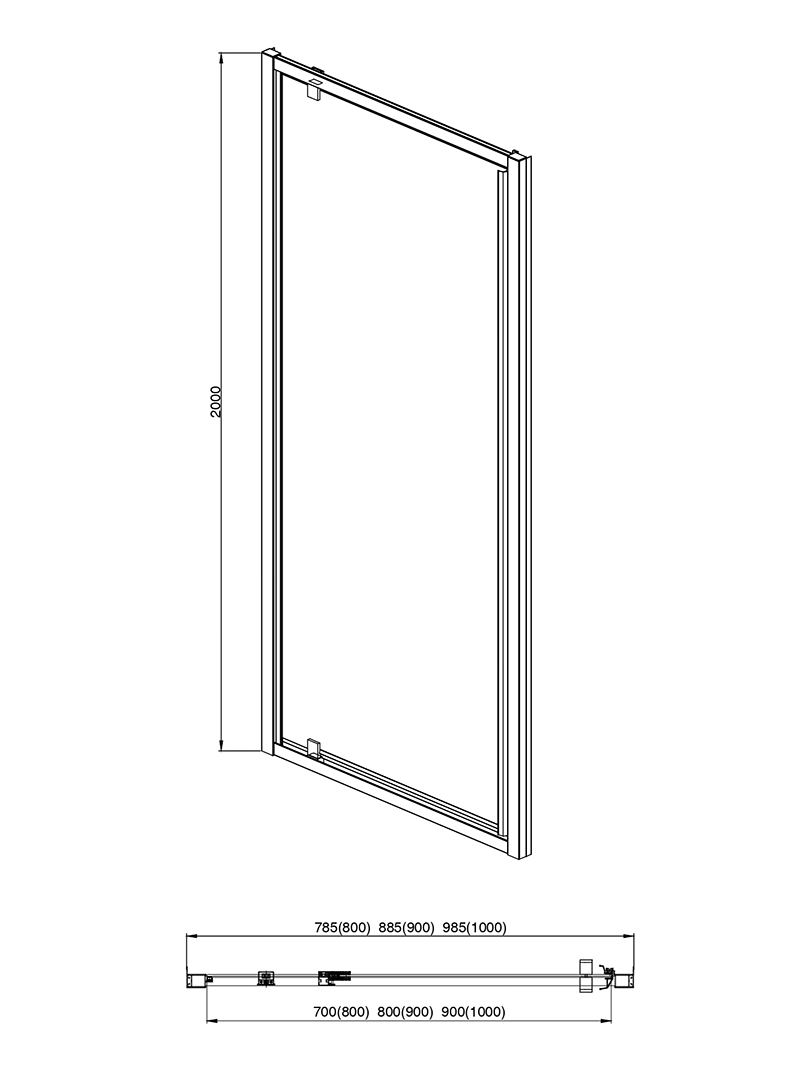 Душевая дверь Aquanet Aria распашная 900x2000 мм оружейная сталь прозрачное стекло AQ ARI PI 09020GM