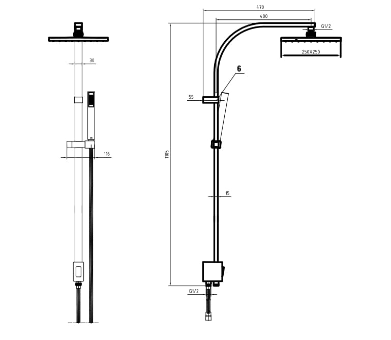 Душевая система TOPAZ Tiera матовый черный 102158012C1EX
