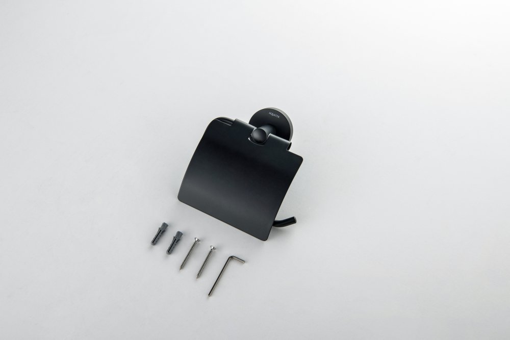 Бумагодержатель с крышкой Aquanet Оберон матовый черный AQ4209MB