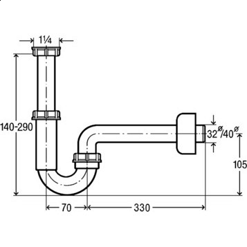 Сифон для раковины трубный Viega 1 1/4 x 32 мм полипропилен модель 5611K 105952