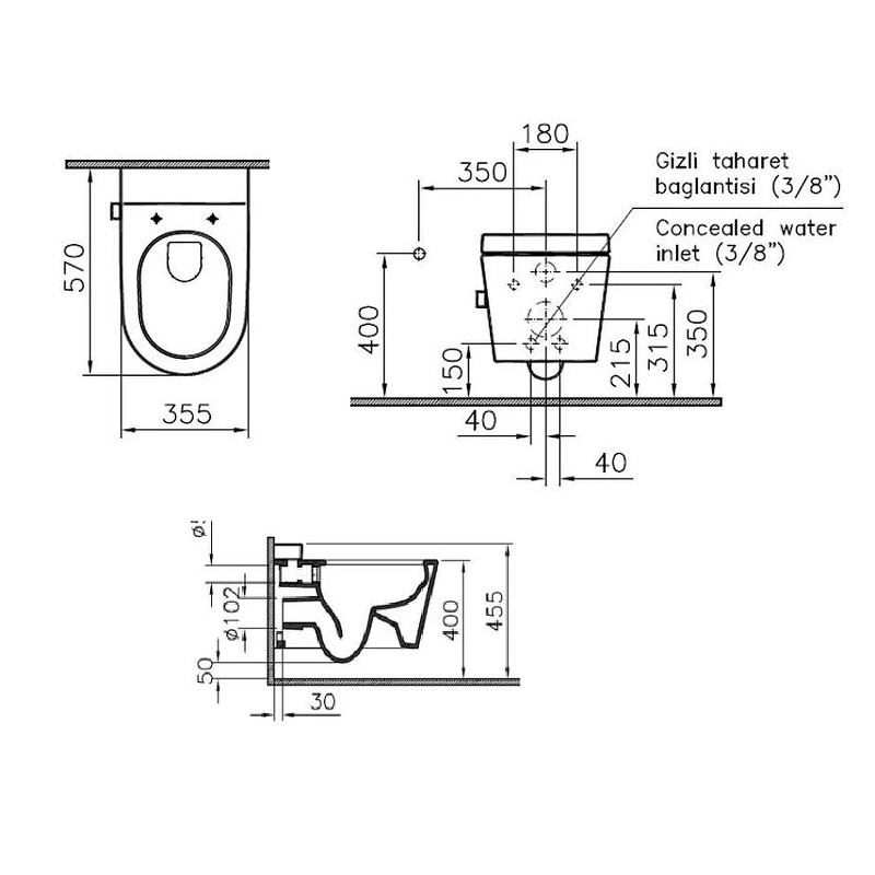Унитаз-биде подвесной безободковый VitrA Nest VitrA Fresh 5176B003-6233