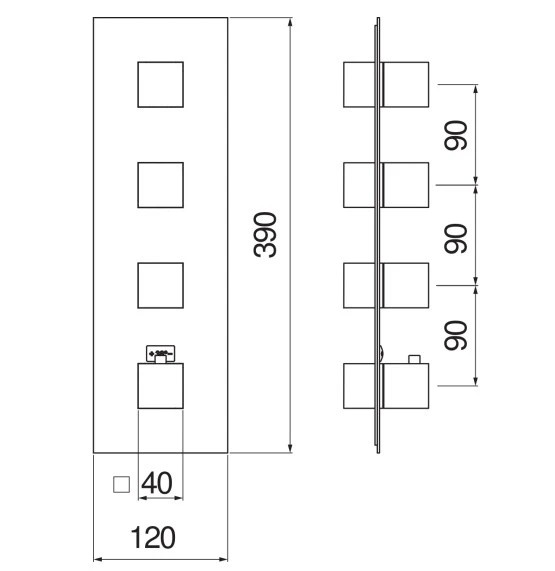 Термостатический смеситель для душа Webert Seven внешняя часть матовый черный WE00104/QBM