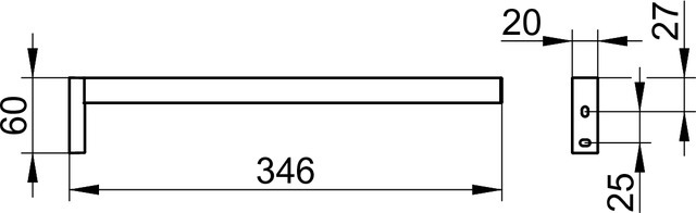 Полотенцедержатель одинарный неповоротный KEUCO EDITION 90 Square 346 мм хром 19122010000