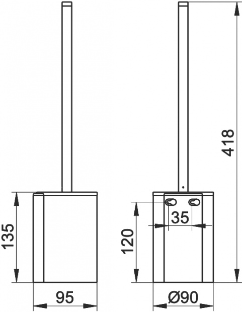 Туалетный гарнитур KEUCO PLAN с черной пластиковой колбой и запасной головкой черный 14972370200