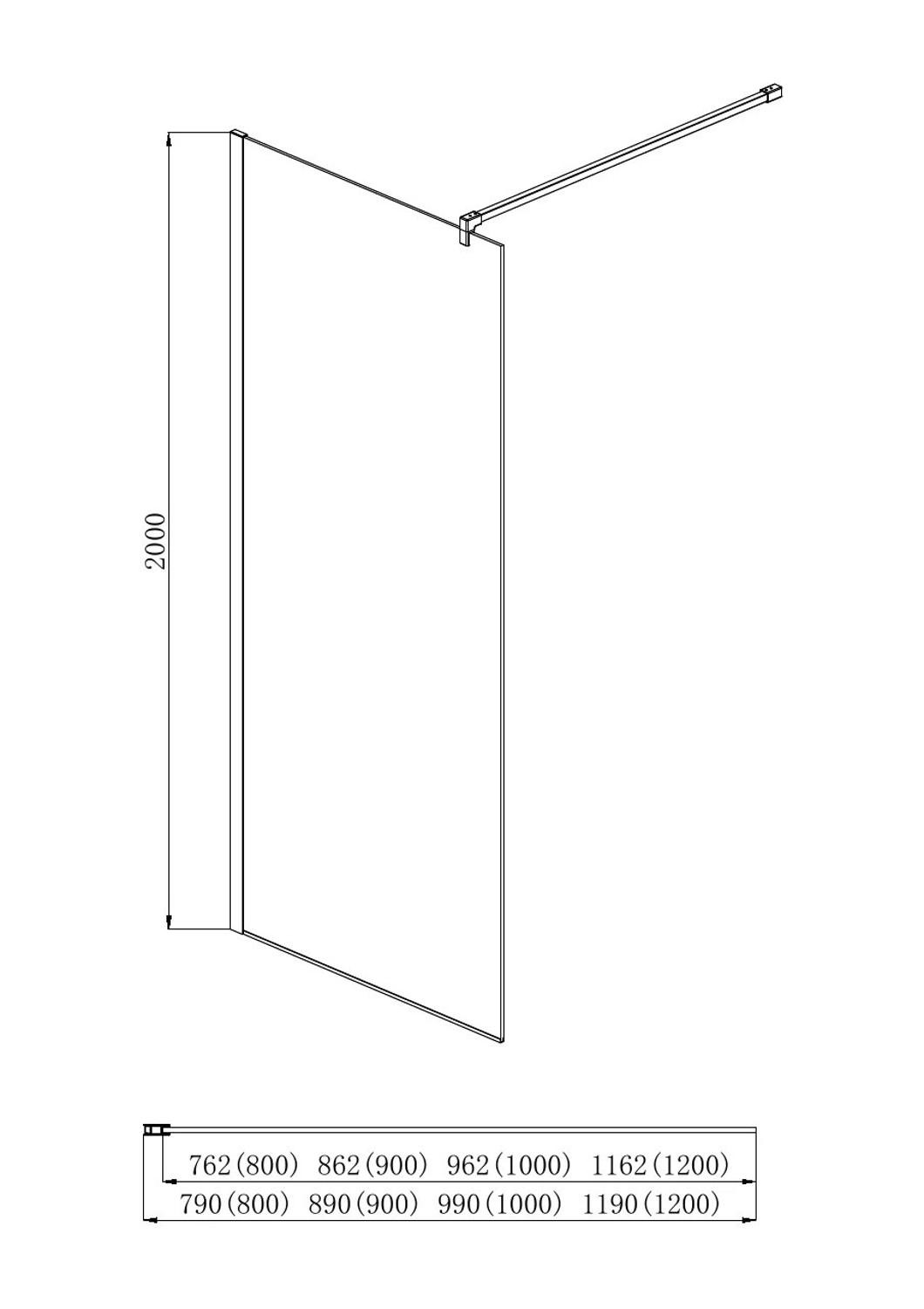 Душевая перегородка Aquanet Walk In WIW 10020BL 1000x2000 мм с держателем черный профиль AQ WIW 10020BL