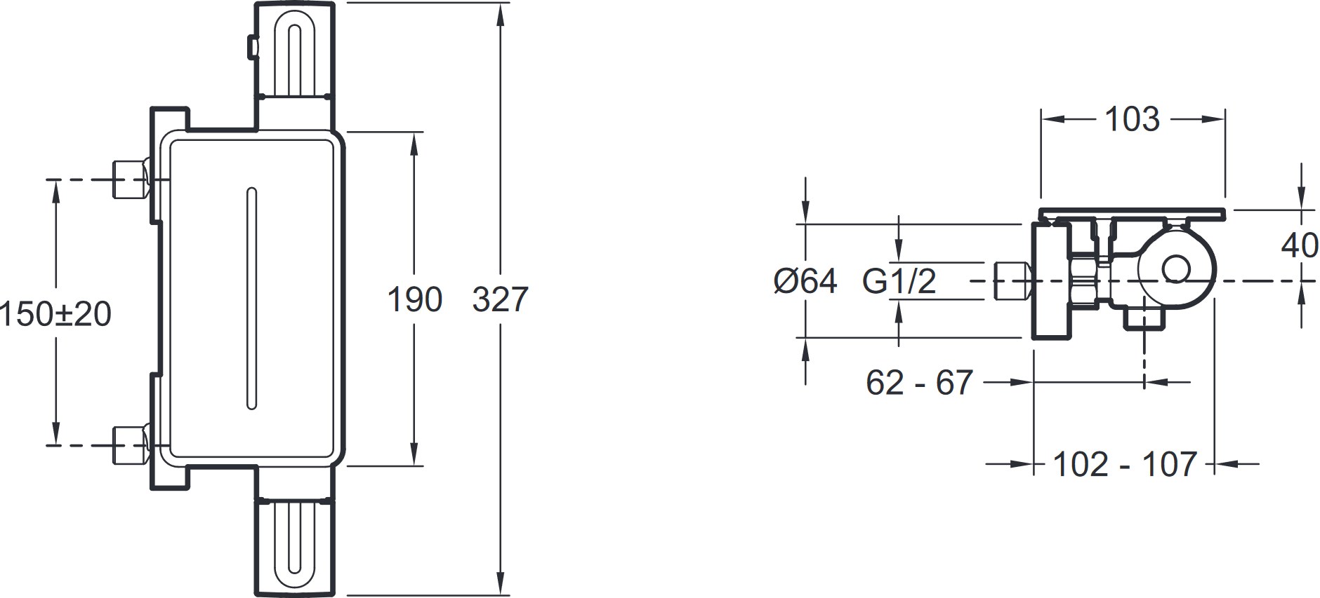Смеситель для душа термостатический с полкой Jacob Delafon Metro матовый черный E21767-BL