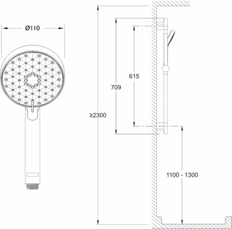Душевой гарнитур Jacob Delafon Awaken Geometric 60 см E99898RU-CP