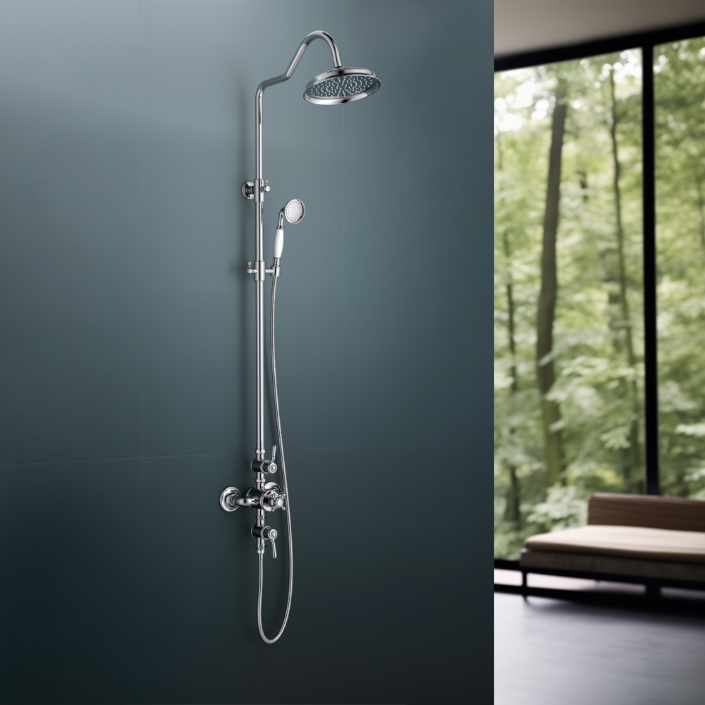 Душевая система Aquanet Классик AQ2563CR термостатическая со смесителем для душа 220 мм хром AQ2563CR