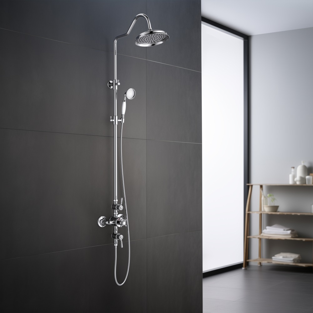 Душевая система Aquanet Классик AQ2563CR термостатическая со смесителем для душа 220 мм хром AQ2563CR