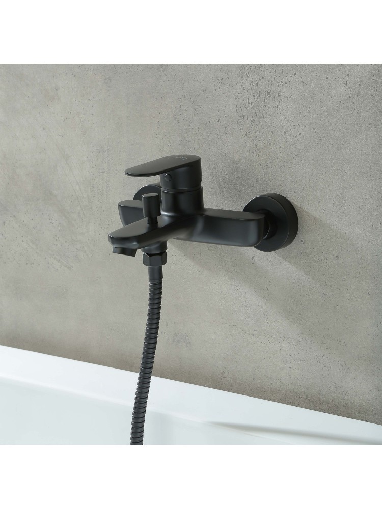 Смеситель для ванны Aquanet Ника матовый черный AQ1840MB