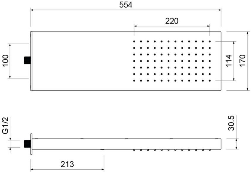 Душ верхний настенный Aquanet 550x170x30 мм хром AQ2084CR