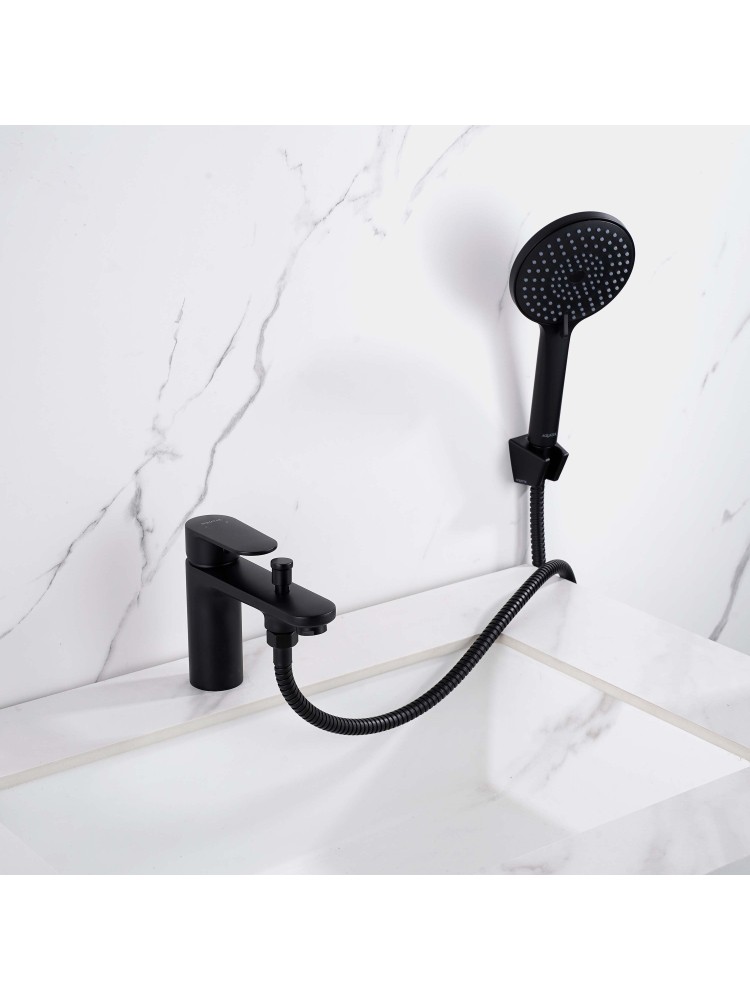 Смеситель на борт ванны Aquanet Ника на 1 отверстие матовый черный AQ1844MB