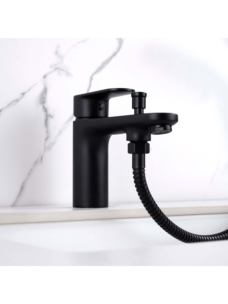 Смеситель на борт ванны Aquanet Ника на 1 отверстие матовый черный AQ1844MB