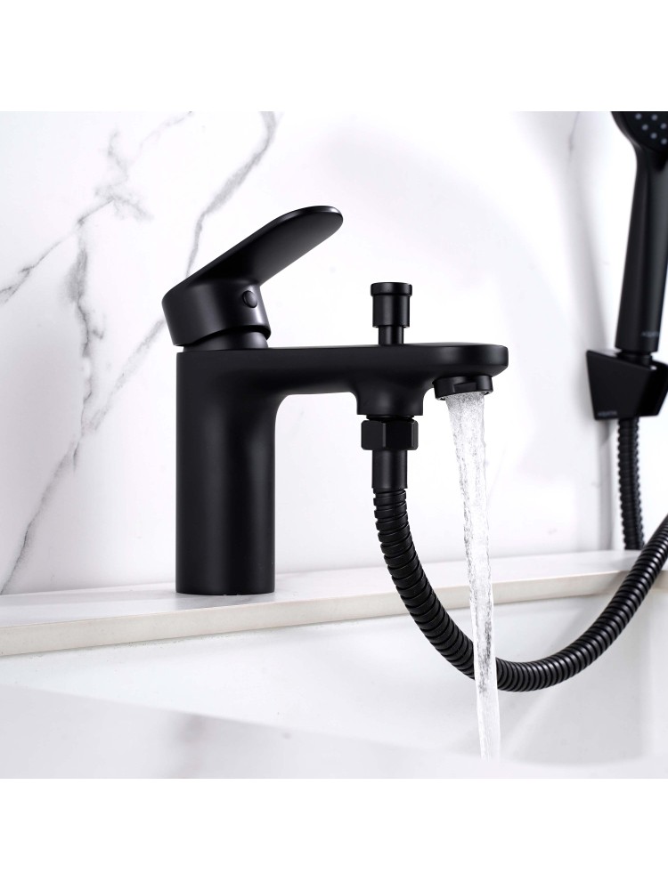 Смеситель на борт ванны Aquanet Ника на 1 отверстие матовый черный AQ1844MB