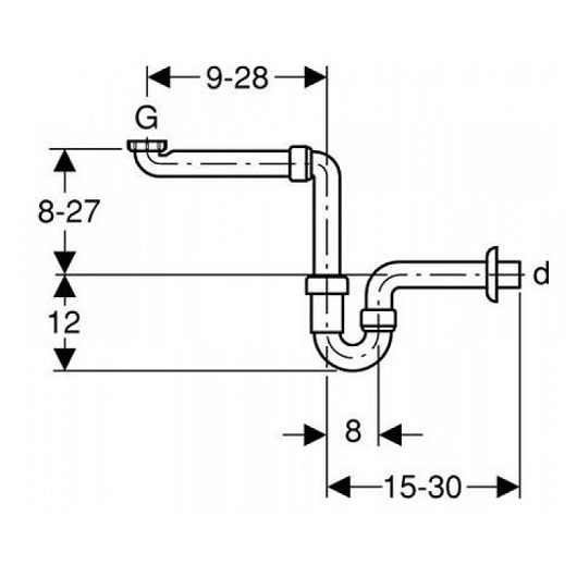 Сифон для раковины Geberit U-образный компактный горизонтальный выпуск белый 151.107.11.1