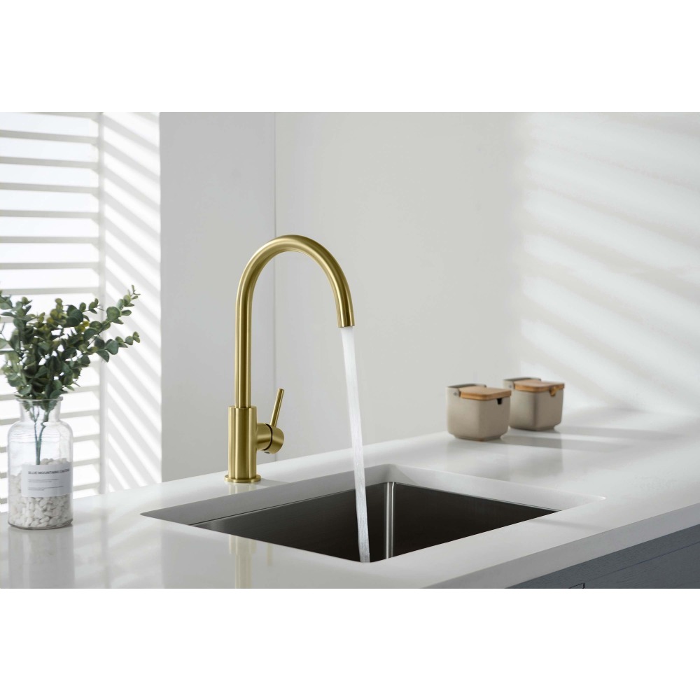 Смеситель для кухни Aquanet Европа шлифованное золото AQ1382BG