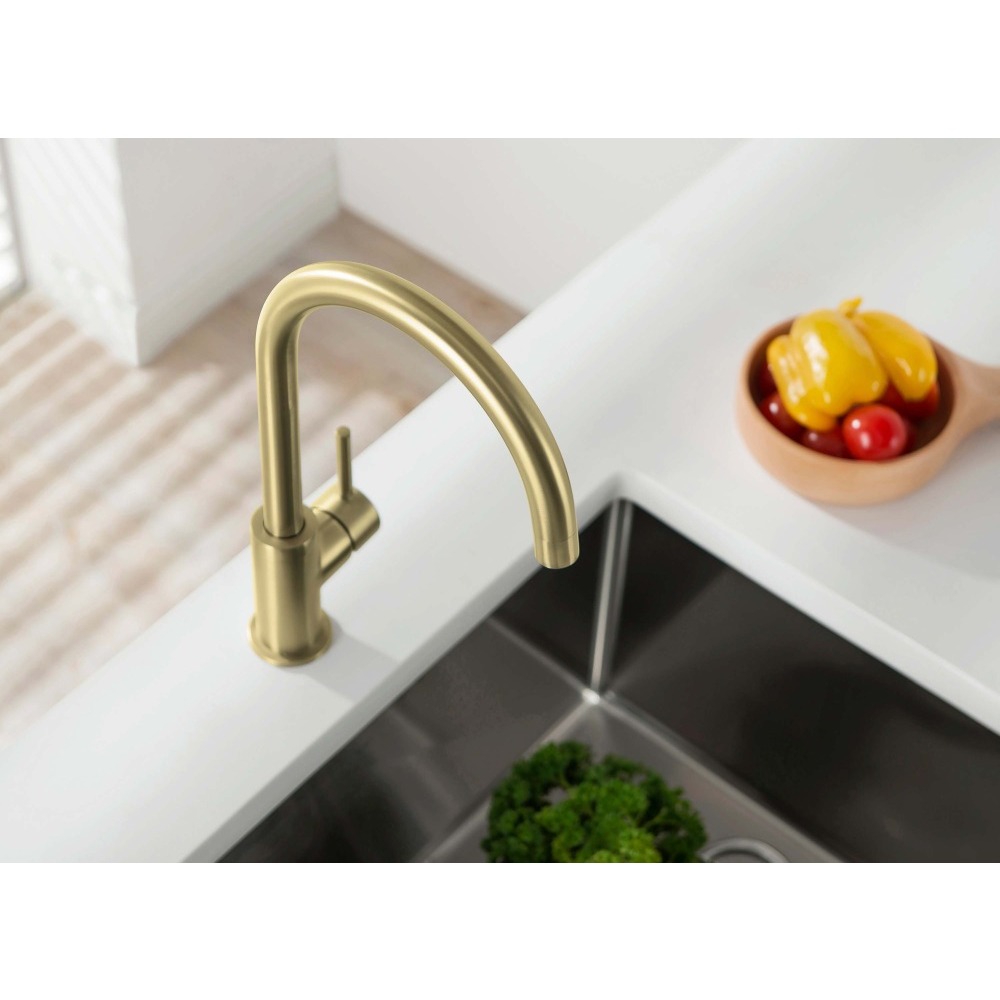 Смеситель для кухни Aquanet Европа шлифованное золото AQ1382BG