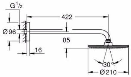 Верхний душ GROHE Rainshower Cosmopolitan 210 с кронштейном хром 26171000