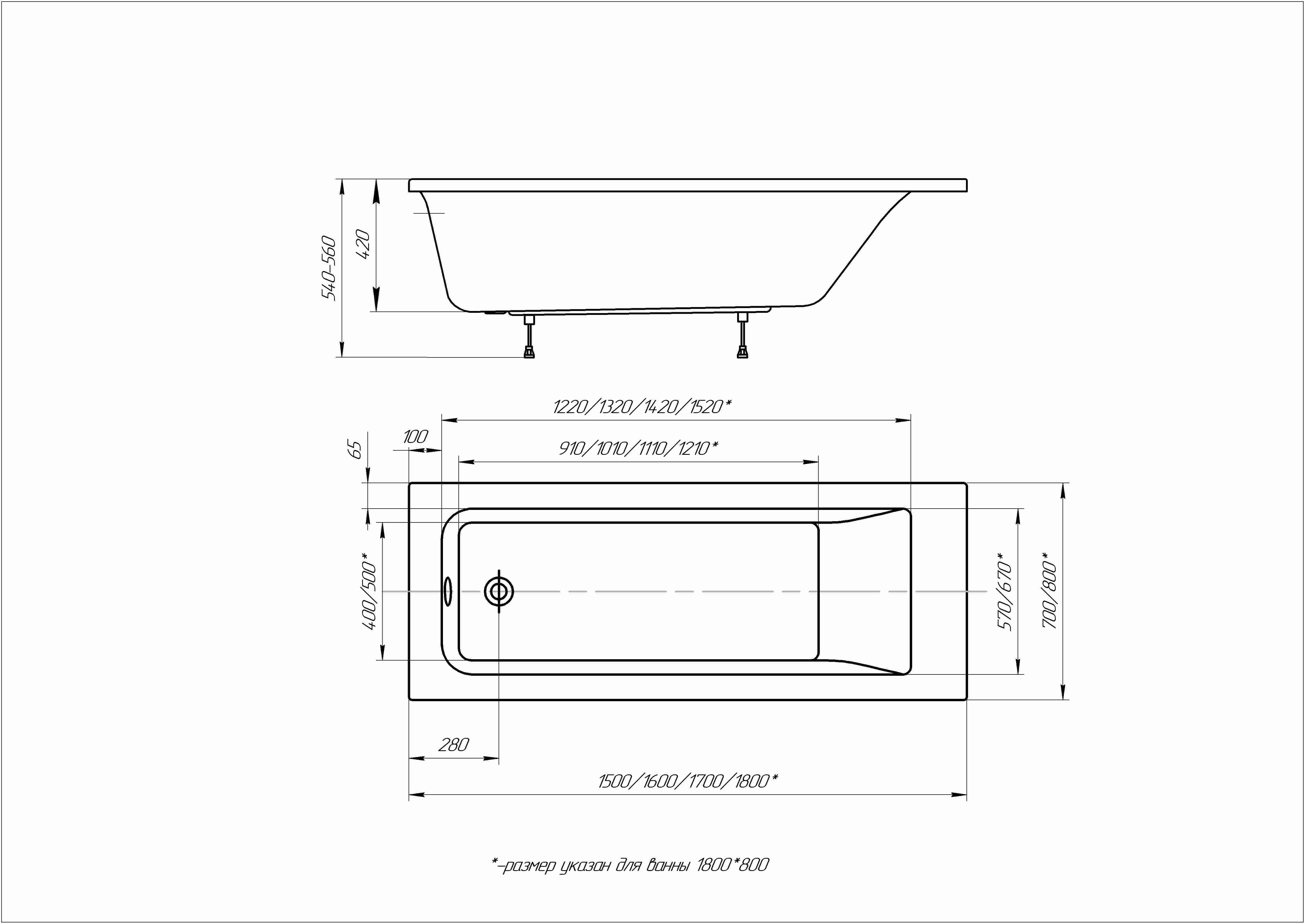 Ванна акриловая 1Marka Калибри 160х70 см KL160-0000001