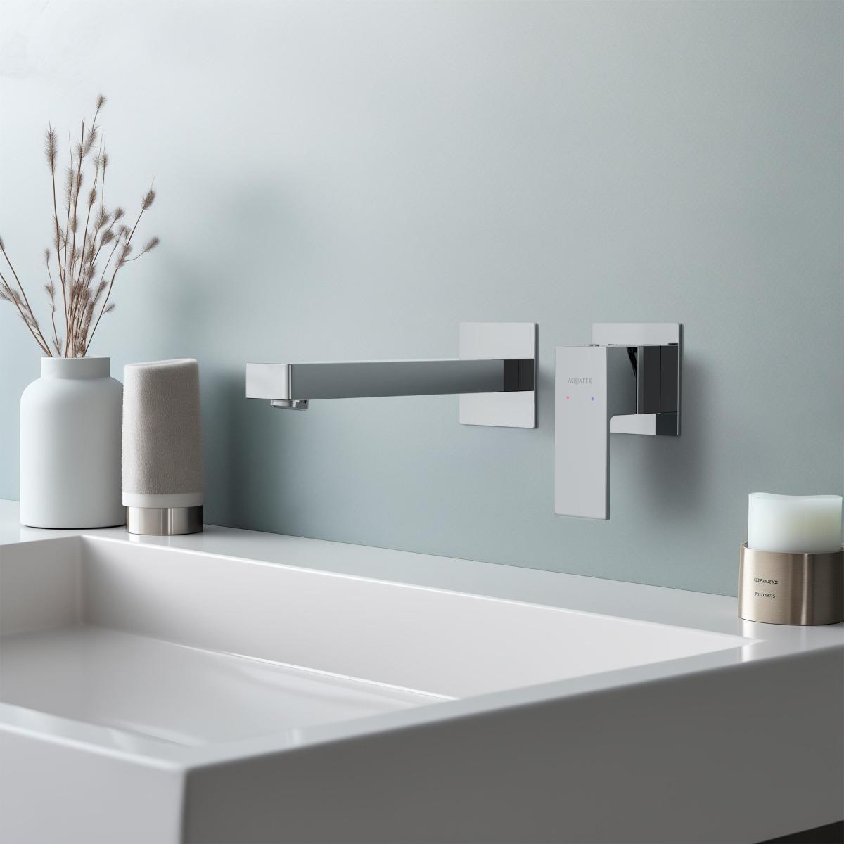 Смеситель для раковины Aquanet Либра настенный встраиваемый (внешняя и скрытая часть) AQ1613CR