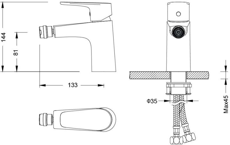 Смеситель для биде AQUATEK БЕТТА хром AQ1118CR
