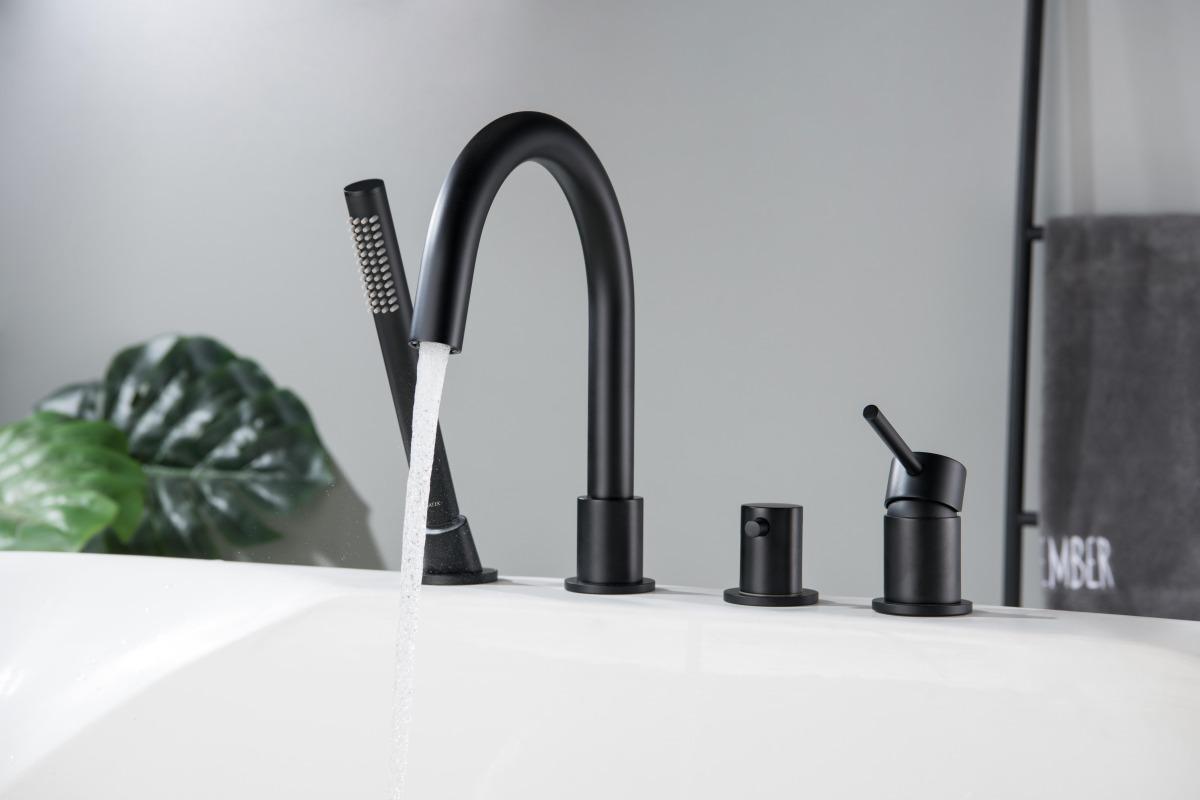 Смеситель на борт ванны Aquanet Европа на 4 отверстия матовый черный AQ1348MB