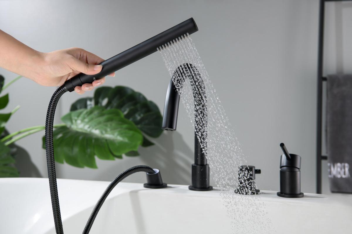 Смеситель на борт ванны Aquanet Европа на 4 отверстия матовый черный AQ1348MB