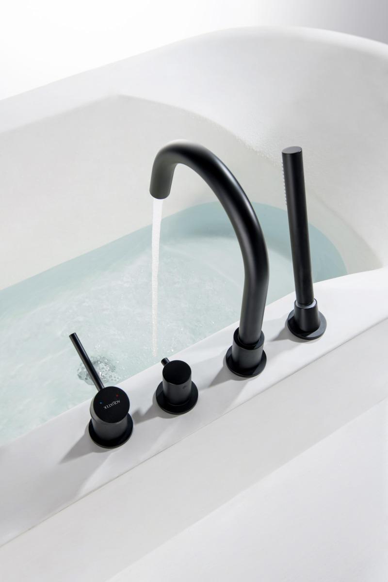 Смеситель на борт ванны Aquanet Европа на 4 отверстия матовый черный AQ1348MB