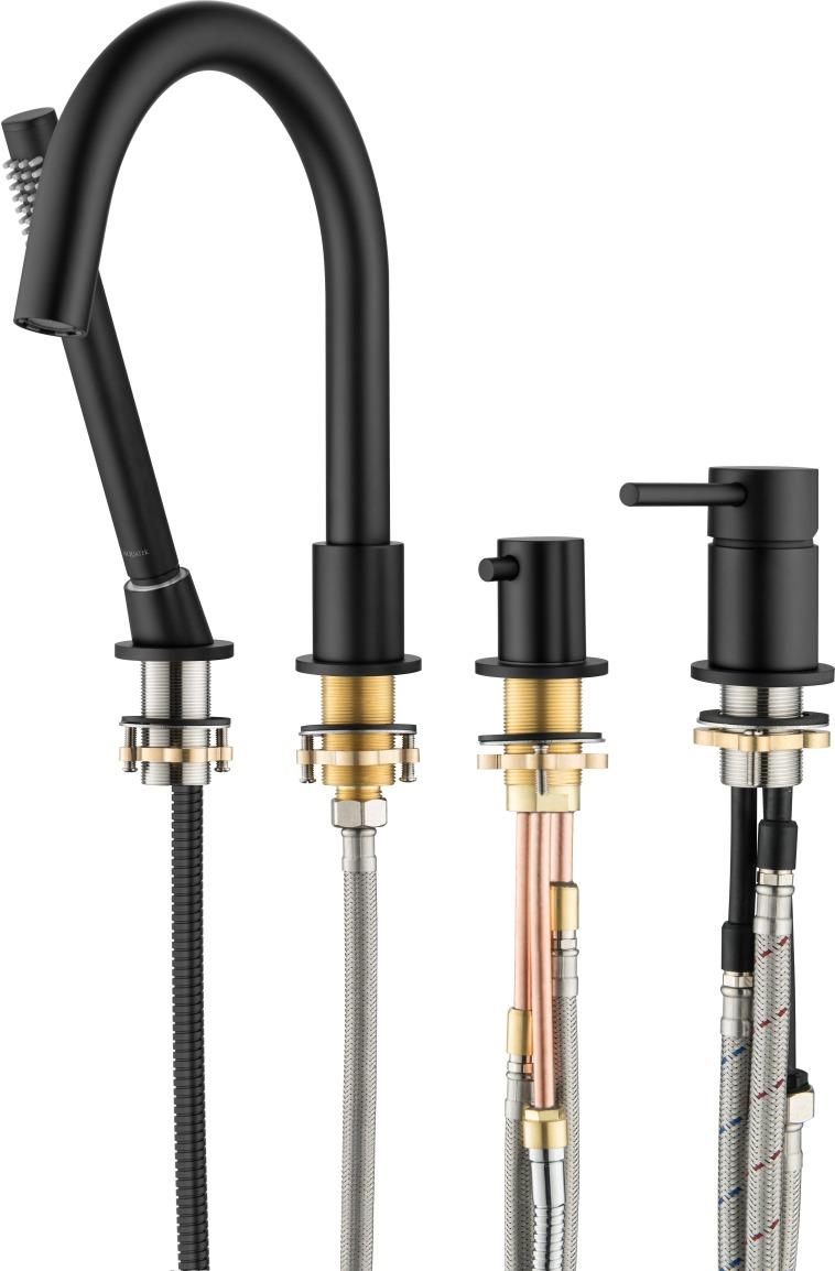 Смеситель на борт ванны Aquanet Европа на 4 отверстия матовый черный AQ1348MB