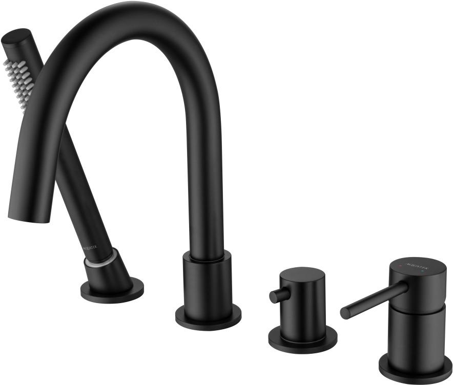 Смеситель на борт ванны Aquanet Европа на 4 отверстия матовый черный AQ1348MB