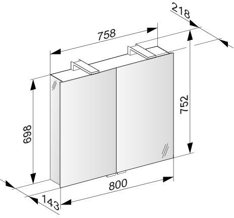 Зеркальный шкаф Keuco ROYAL UNIVERSE 800х752х143 мм с подсветкой 12703171301