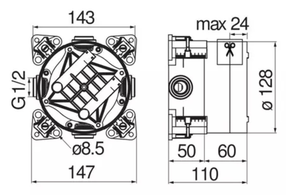 Смеситель для душа термостатический Webert (скрытая часть) WE00202