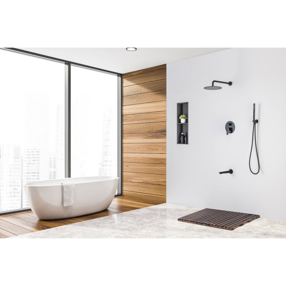 Душевой комплект 4 в 1 Aquanet Betta 3 режима матовый черный AQ1173MB