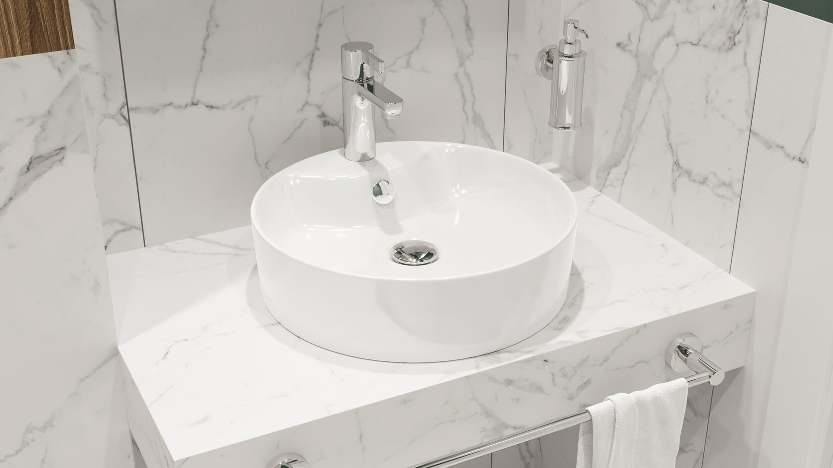 Умывальник накладной Sanita Luxe Best Shelf 43 см Белый WB.CT/Best/43-C.Shelf/WHT.G/S1