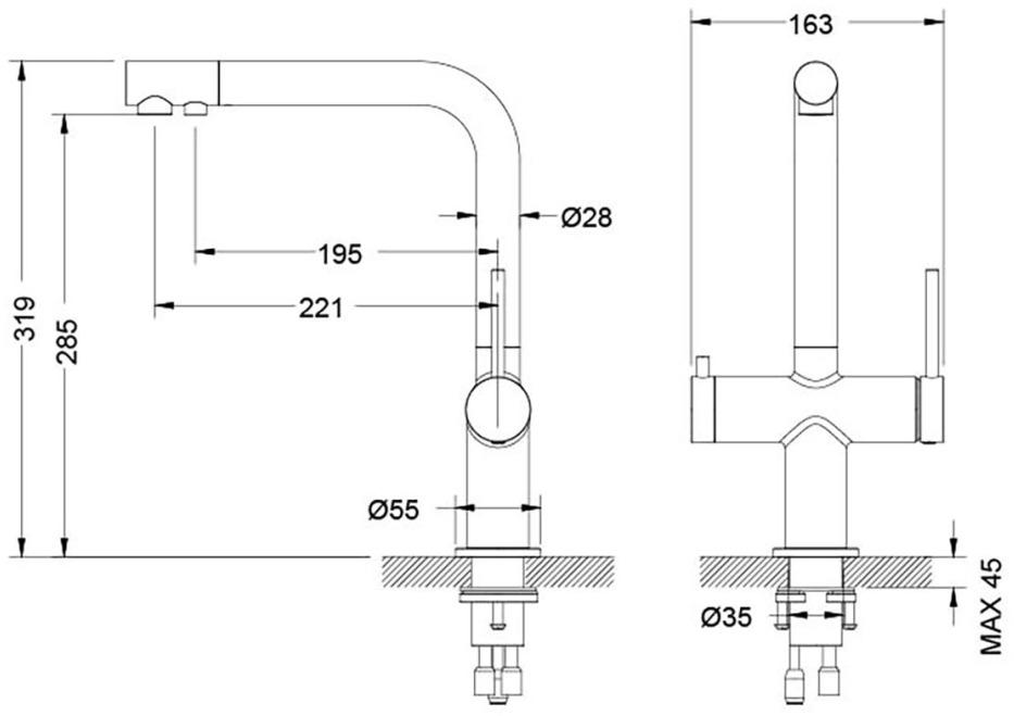 Смеситель для кухни Aquanet Европа под фильтр матовый черный AQ1385MB