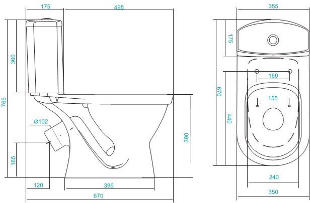 Унитаз-компакт Santek Алькор косой выпуск сиденье полипропилен 1.WH30.2.196