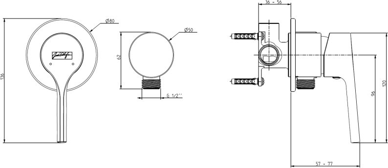 Смеситель для душа встраиваемый Jacob Delafon Elate со шланговым подсоединением E25754-CP