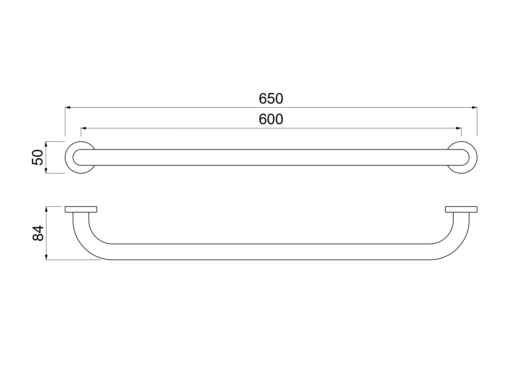 Поручень Aquatek 650 мм оружейная сталь шлифованный черный хром AQ4996BGM