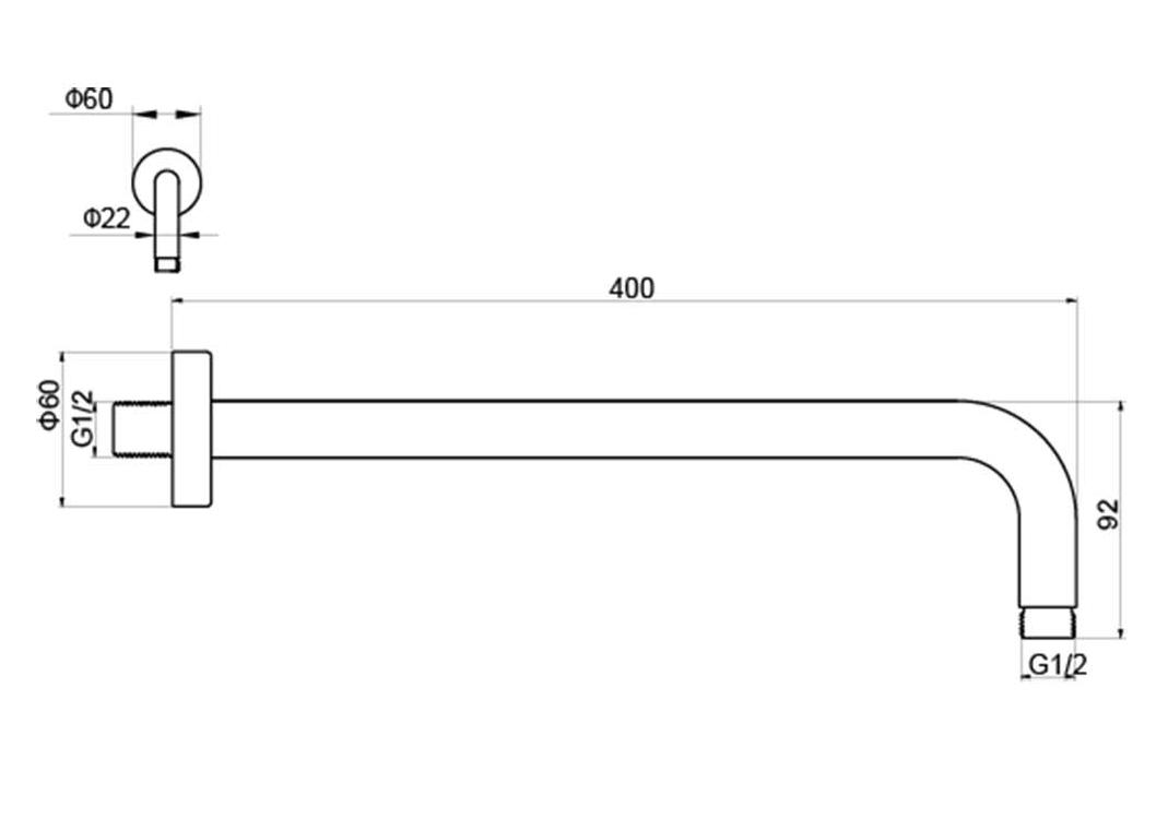 Держатель верхнего душа настенный Aquatek 400 мм оружейная сталь AQ2176BGM