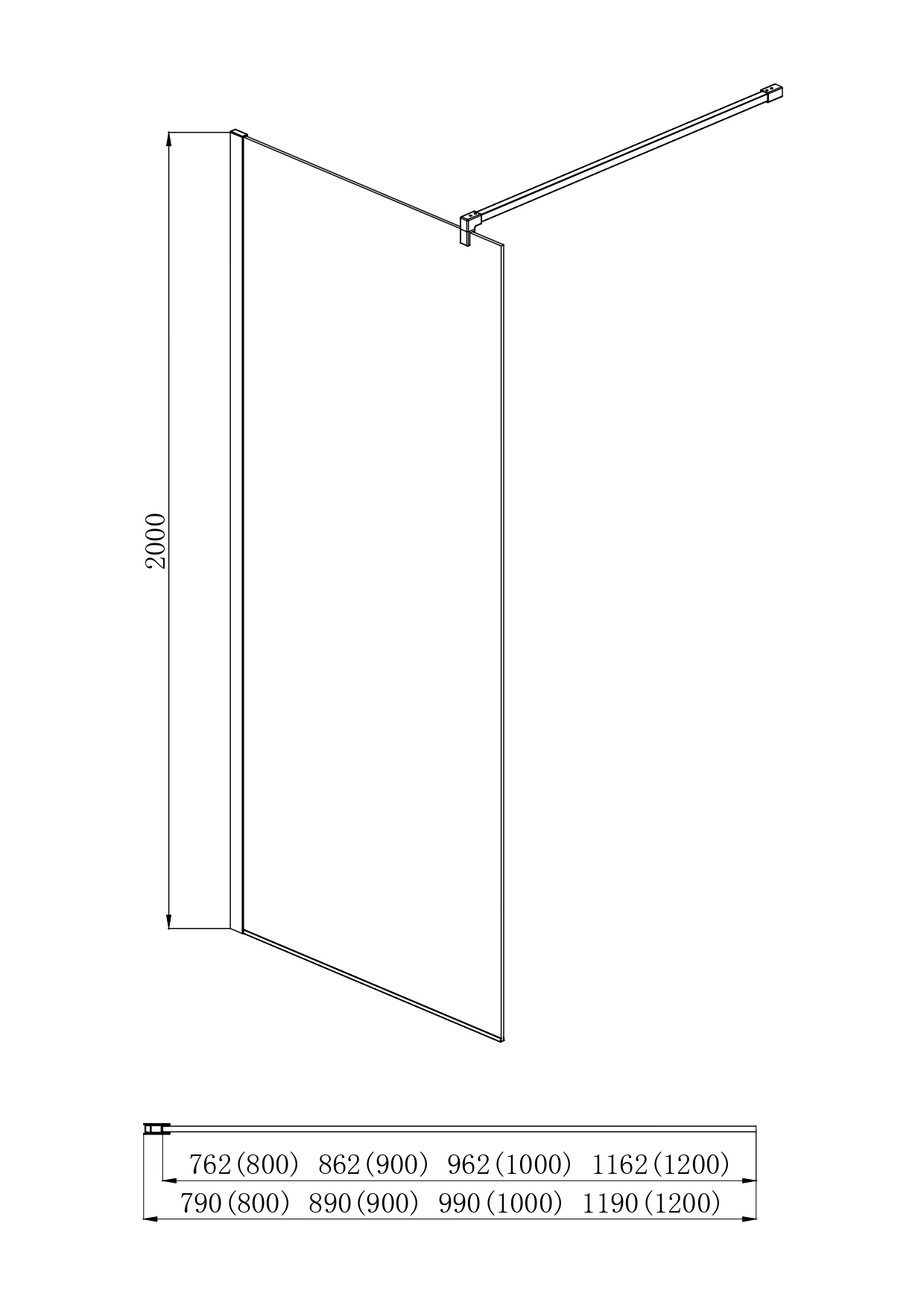 Душевая перегородка Aquanet Walk In WIW 10020CH 1000x2000 мм с держателем хром AQ WIW 10020CH