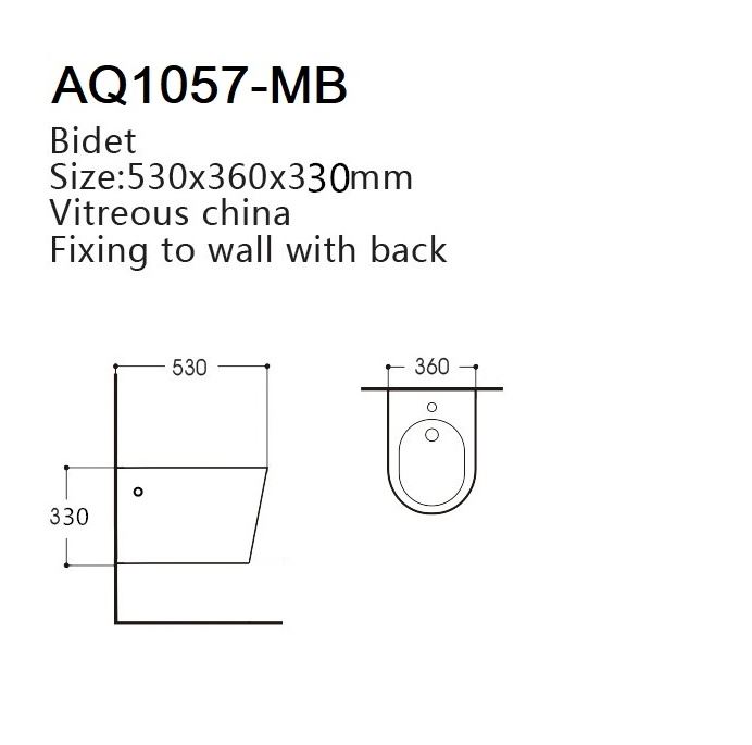 Биде подвесное Aquatek Вега 530х360х330 мм черный матовый AQ1057-MB