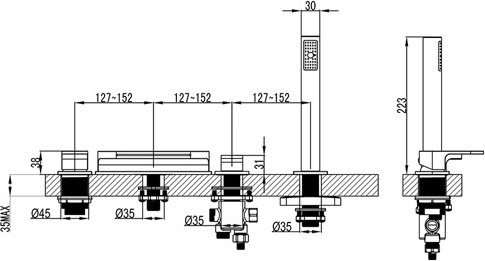 Смеситель для ванны врезной каскадный RAVAK Chrome CR 025.00 X070073